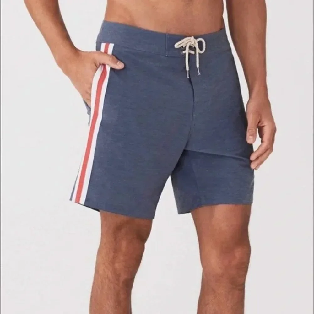 Faherty Mens Retro Surf Stripe Board Shorts